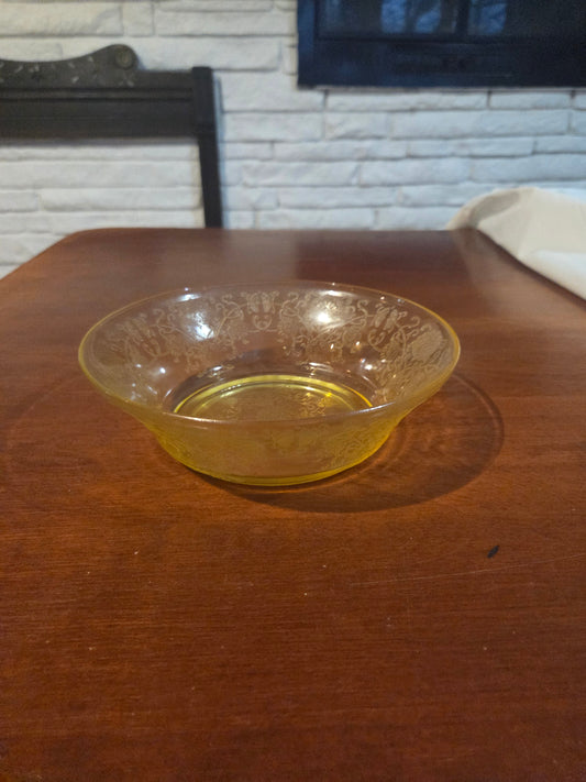 1930s Hazel Atlas Yellow FLORENTINE No 2 Poppy Depression Glass  Bowl